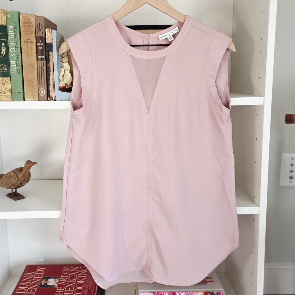 Maison D’Amelie Blush Pink Sleeveless Blouse High Low Hem Womens Size XS